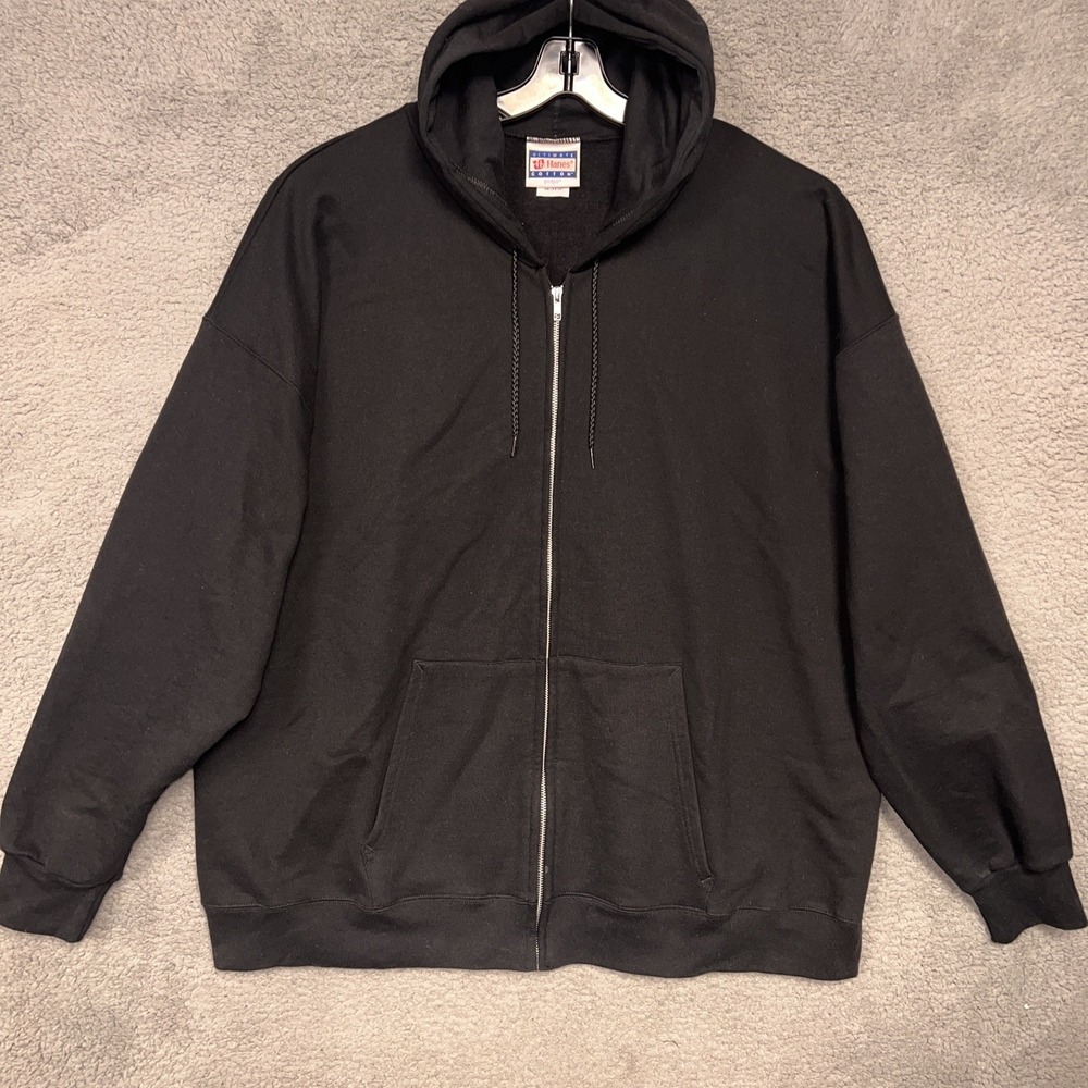 VTG Hanes Ultimate‎ Hoodie Men's 3XL XXXL Black Fleece Blank PrintPro Sweatshirt